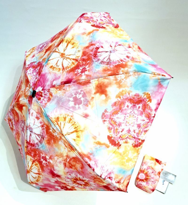  Parapluie anti uv UPF50+ micro pliant coloré rose imprimé floral français - léger 200 g & solide