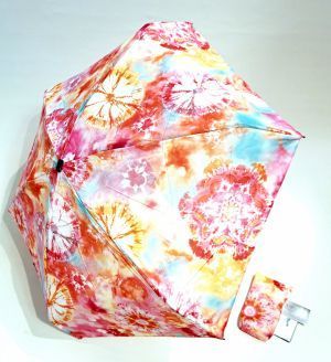  Parapluie anti uv UPF50+ micro pliant coloré rose imprimé floral français - léger 200 g & solide