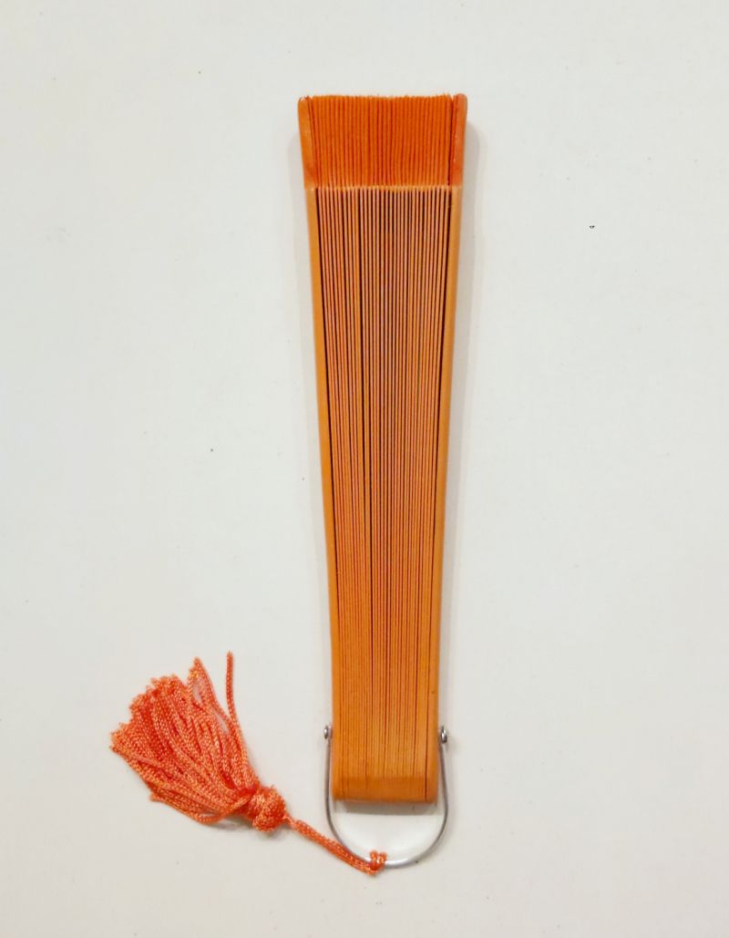 Eventail mini 19 cm ESTRELLA uni orange petit bord coton - 34 cm diam
