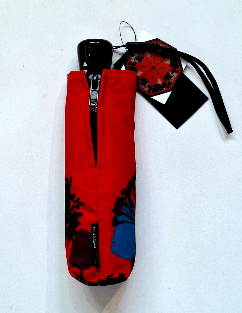  Parapluie micro open close rouge à motif balade en vélo Neyrat Autun - léger & solide