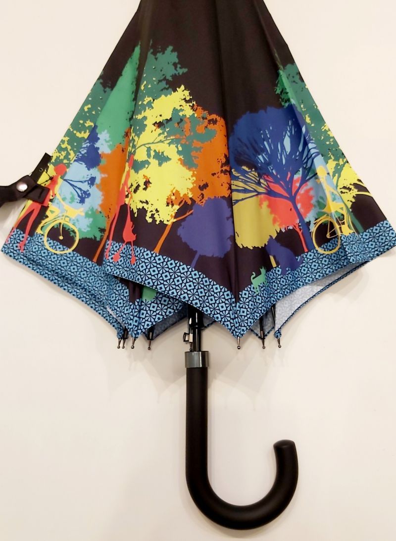  Parapluie long automatique noir balade avec son chien colorée français léger et solide