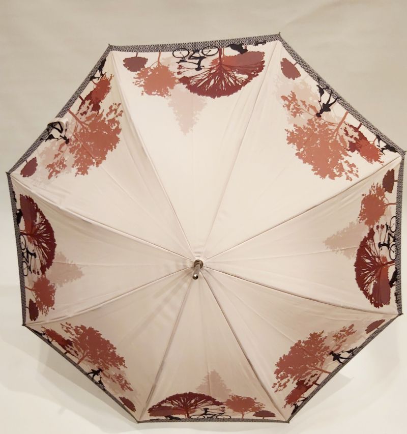  Parapluie long automatique beige balade automnale avec son chien français léger et solide