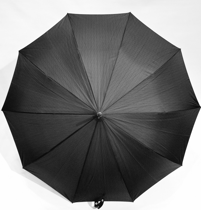Parapluie homme long auto gris imprimé rayure pg courbe bois  Figaro - Grand 110 cm & robuste