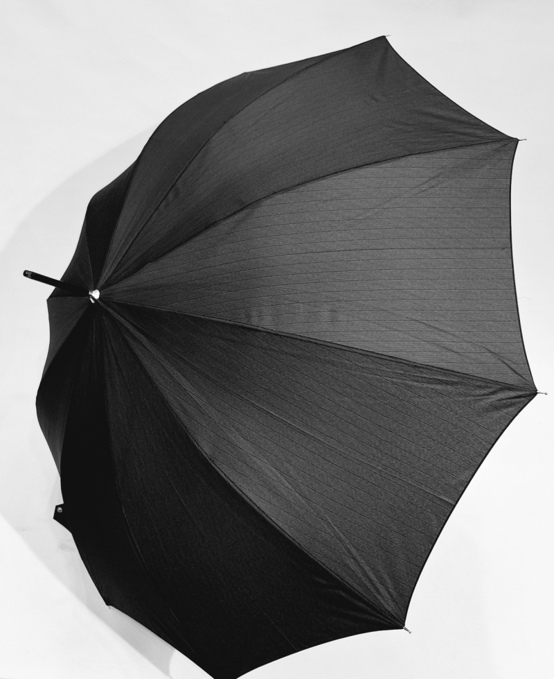 Parapluie homme long auto gris imprimé rayure pg courbe bois  Figaro - Grand 110 cm & robuste