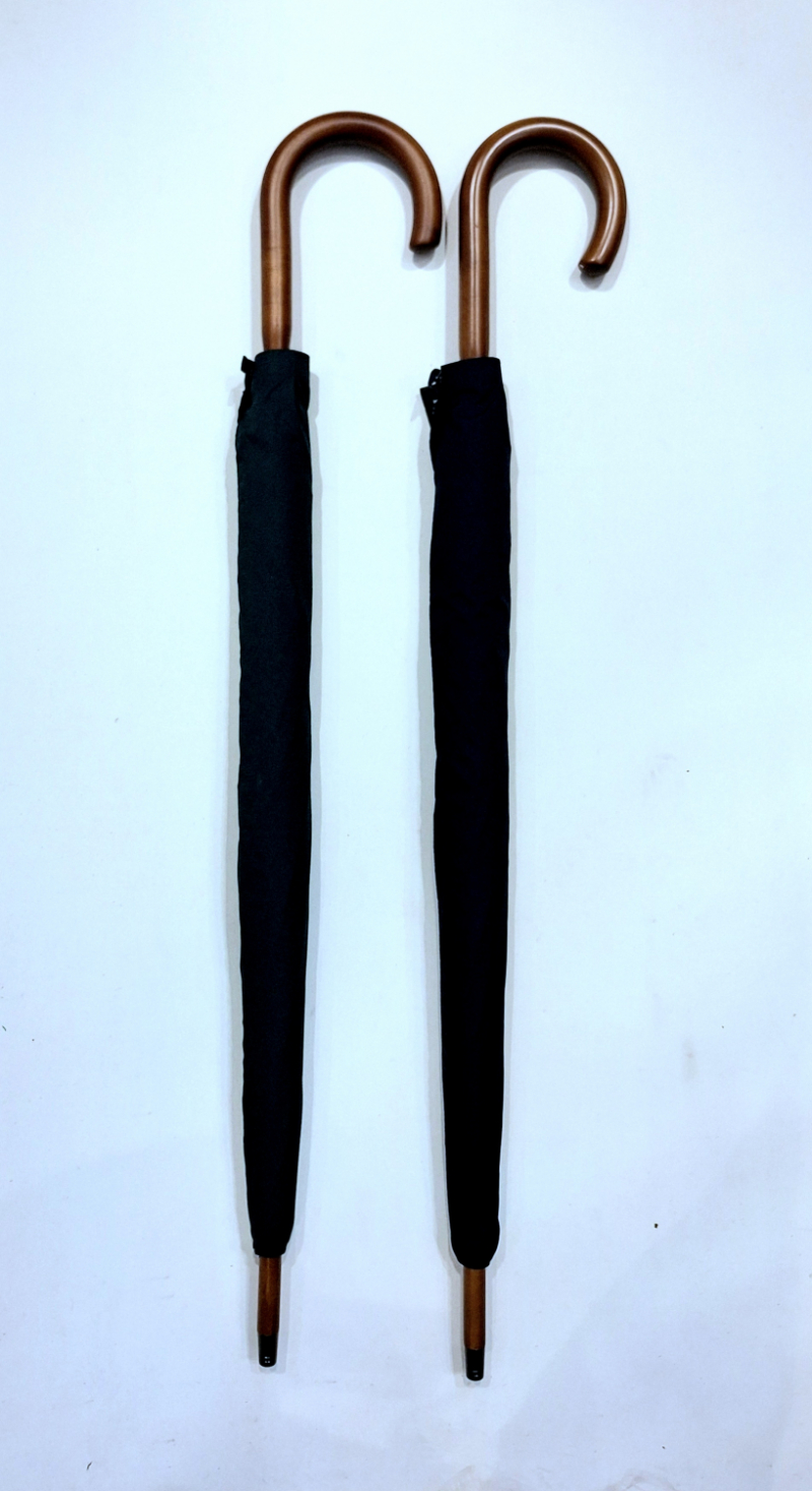 Parapluie canne d'une seule pièce en hêtre teinté uni bleu marine10 branches - résistant & français