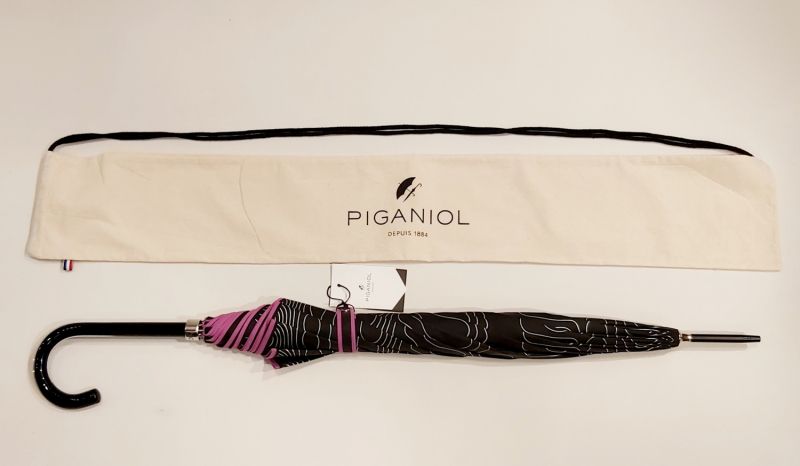 Parapluie long manuel anti uv noir fantaisie GEOLOGIE par Piganiol, léger & solide