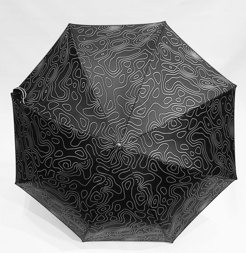 Parapluie long manuel anti uv noir fantaisie GEOLOGIE par Piganiol, léger & solide