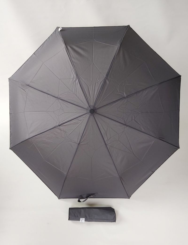Mini parapluie open close uni gris anthracite gansé noir Chic il pleut par Piganiol, léger et pas cher