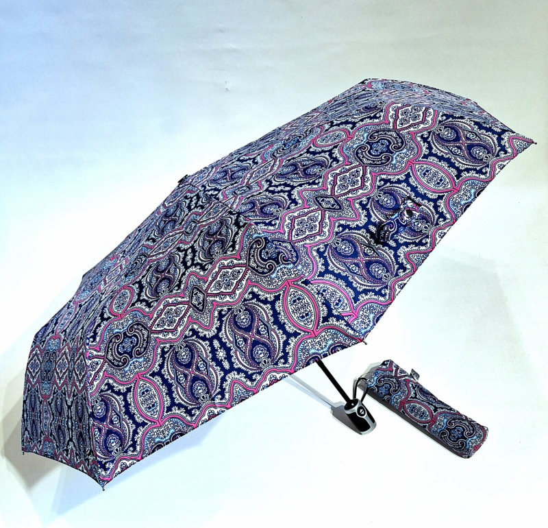 Mini parapluie open close bleu anthracite arabesque Chic il pleut Piganiol - Large & pas cher