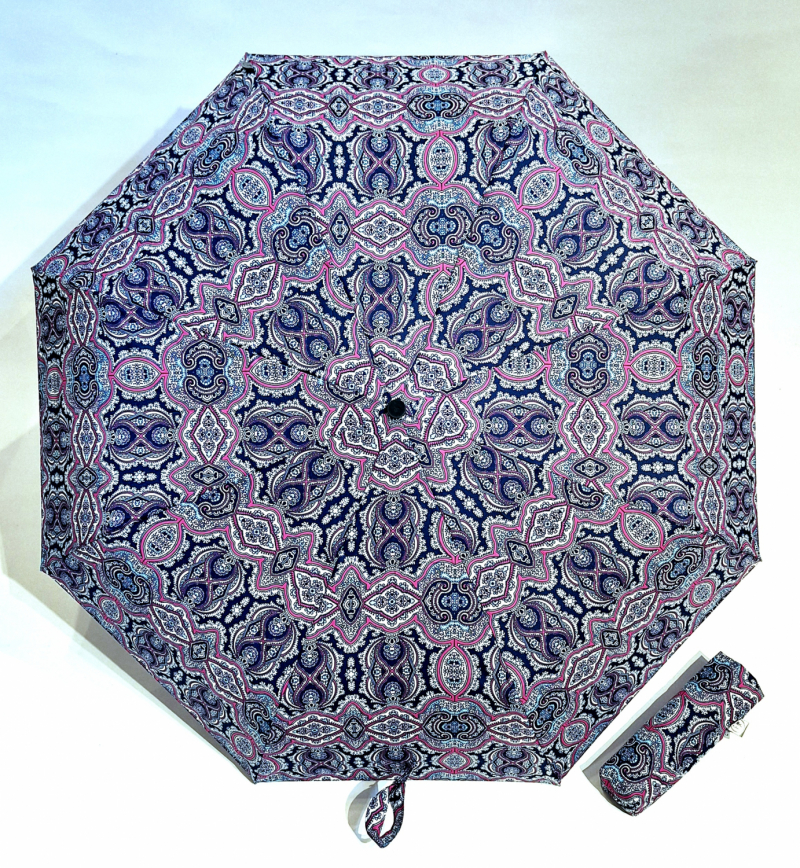Mini parapluie open close bleu anthracite arabesque Chic il pleut Piganiol - Large & pas cher