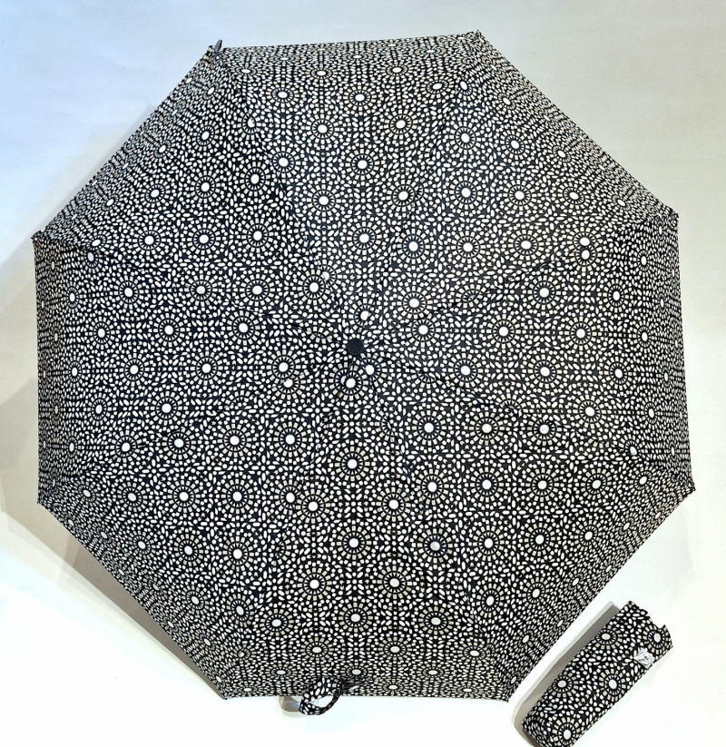 Mini parapluie open close noir & blanc imprimé mosaique Chic il pleut - Léger & classique
