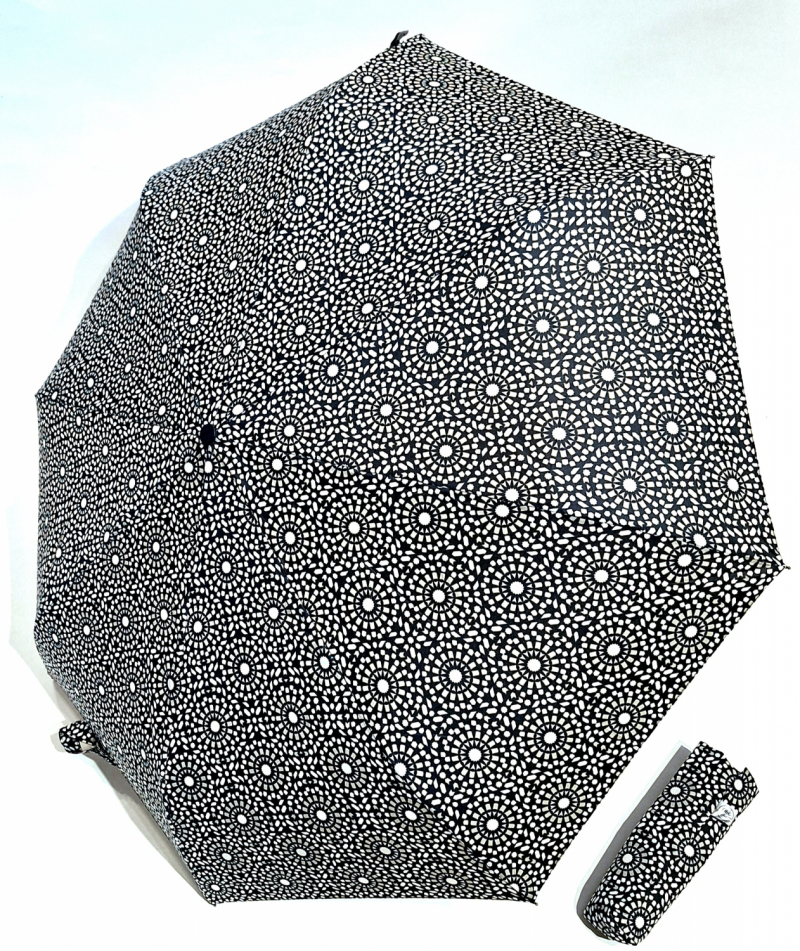 Mini parapluie open close noir & blanc imprimé mosaique Chic il pleut - Léger & classique