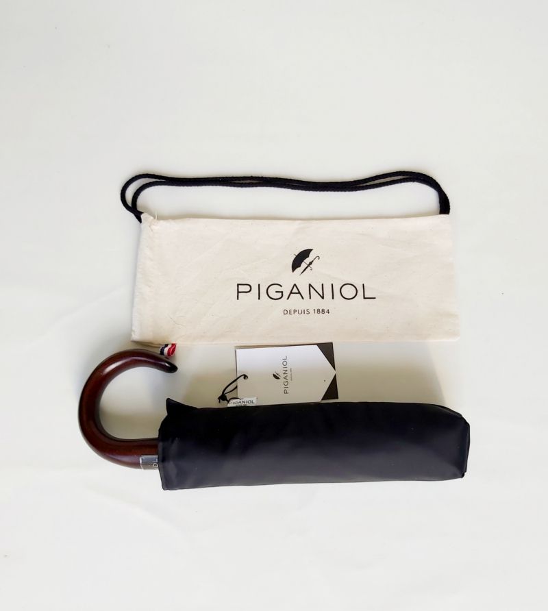Mini parapluie pliant automatique noir pg coube bois Piganiol - élégant et solide