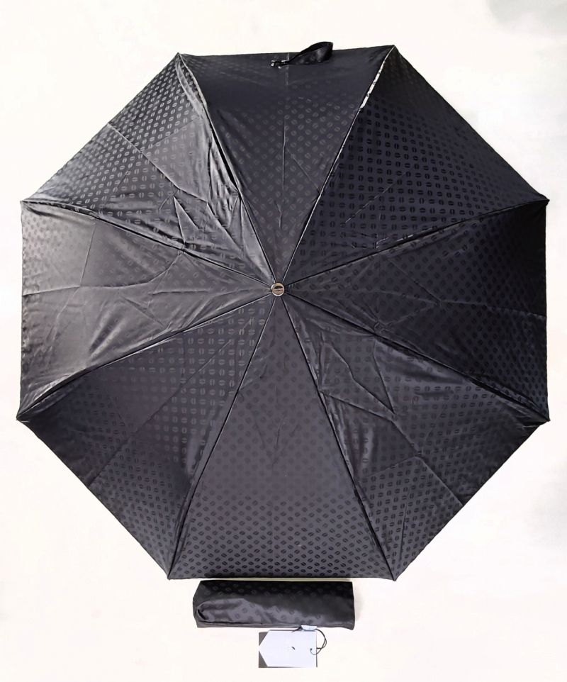 Mini parapluie d'homme pliant automatique noir imprimé grain de café français, léger et solide