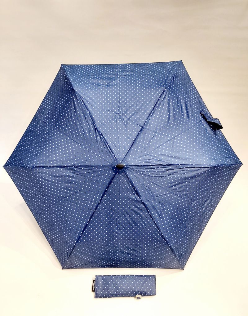  Parapluie mini extra plat pliable manuel bleu marine & blanc a pois Doppler- super fin léger et solide