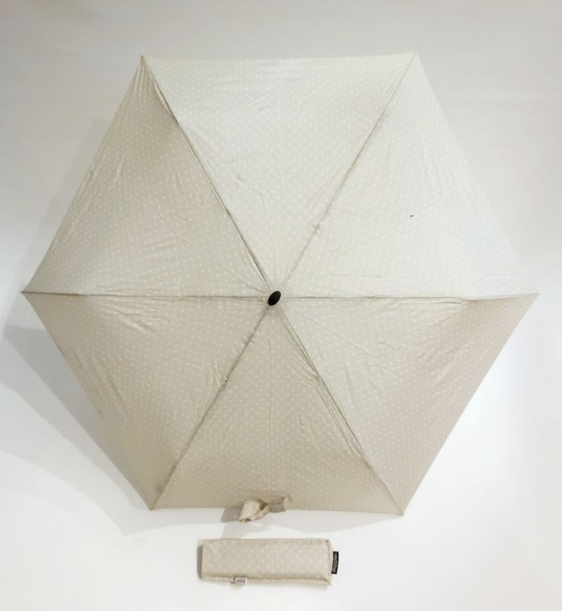  Parapluie mini extra plat manuel beige & blanc imprimé Doppler - super fin léger 190g & solide