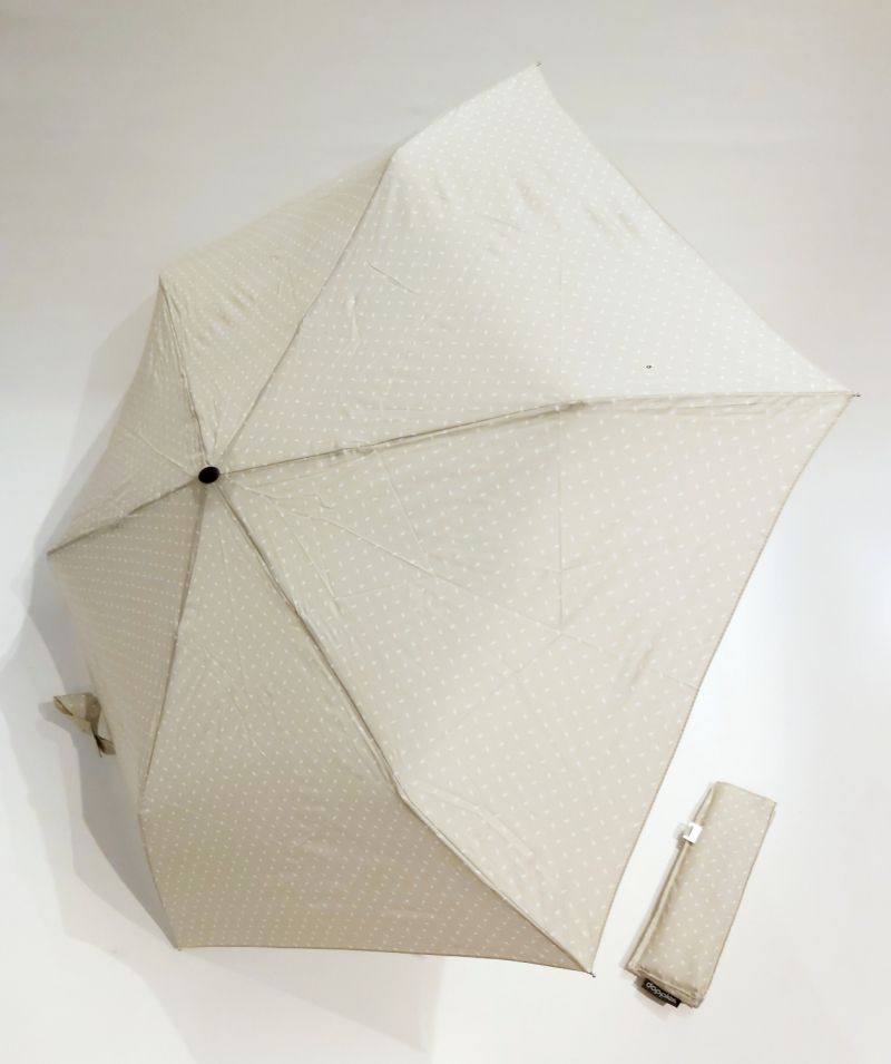  Parapluie mini extra plat manuel beige & blanc imprimé Doppler - super fin léger 190g & solide