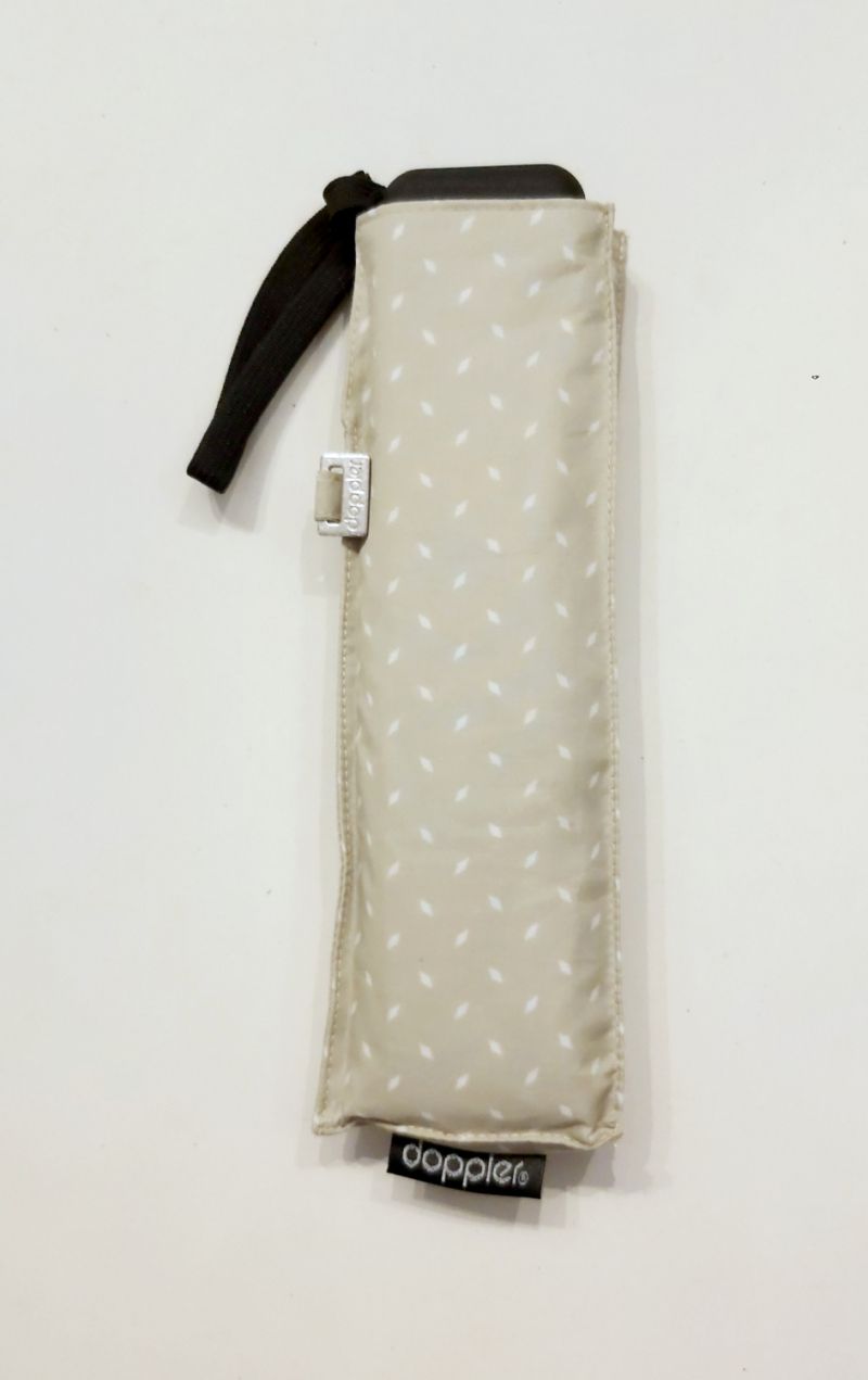  Parapluie mini extra plat manuel beige & blanc imprimé Doppler - super fin léger 190g & solide