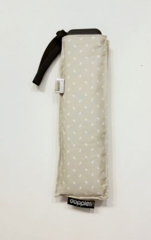  Parapluie mini extra plat manuel beige & blanc imprimé Doppler - super fin léger 190g & solide