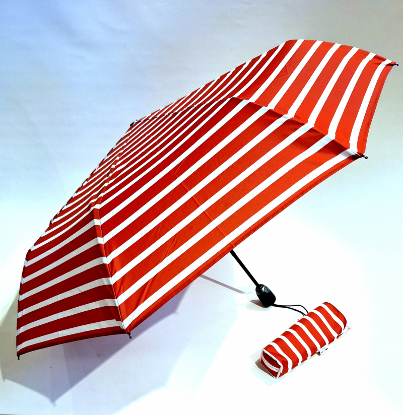Parapluie mini pliable Marinière automatique Rouge & BlancPiganiol - Léger & solide