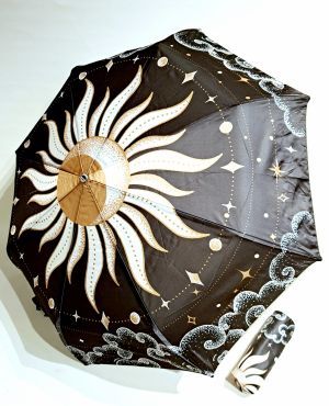 Mini parapluie pliant open close noir & doré à motif Astral / Piganiol - Original & français