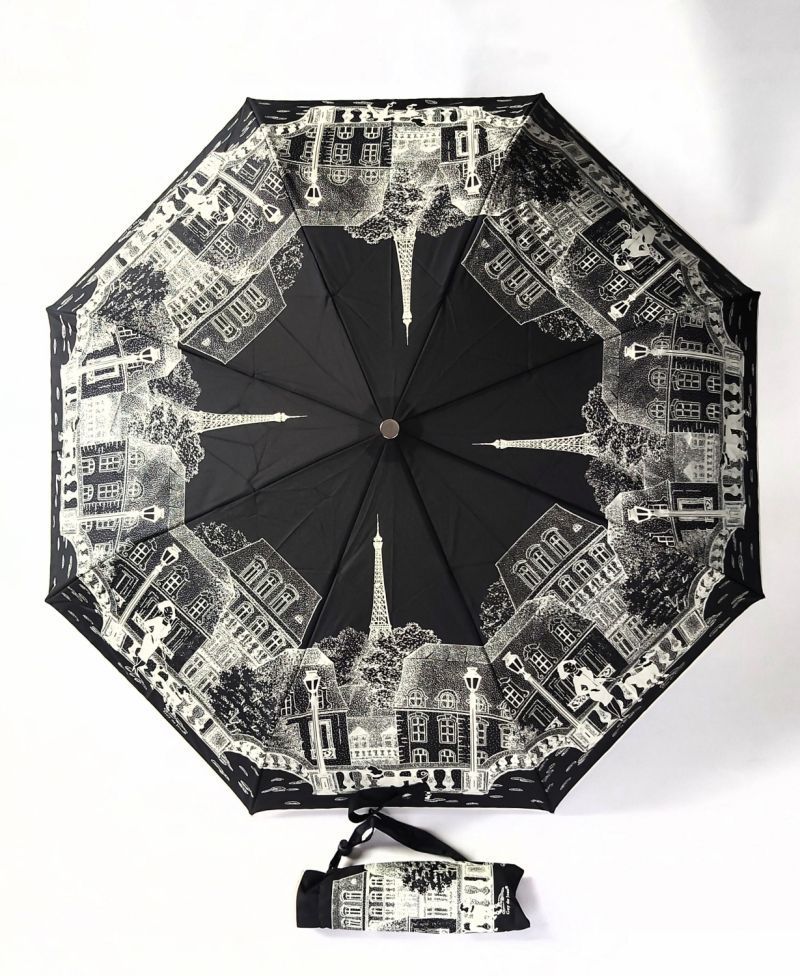 Parapluie mini pliant open close noir La Parisienne & jardin français, léger et solide