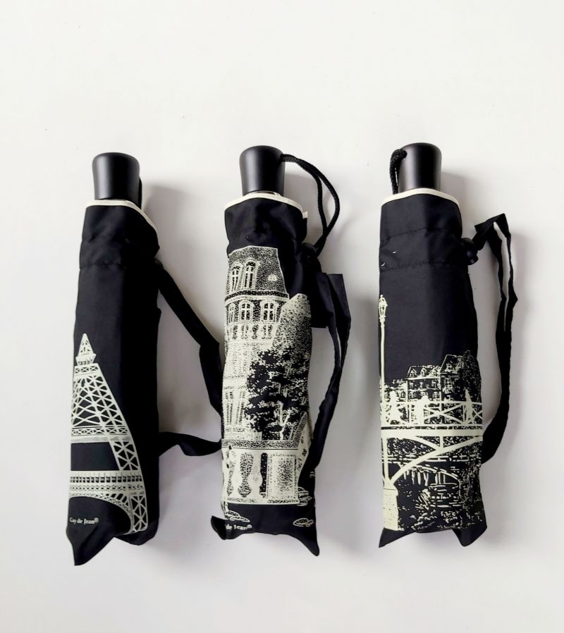 Parapluie mini pliant open close noir La Parisienne & jardin français, léger et solide