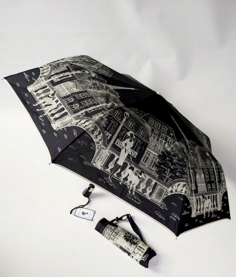 Parapluie mini pliant open close noir La Parisienne & jardin français, léger et solide