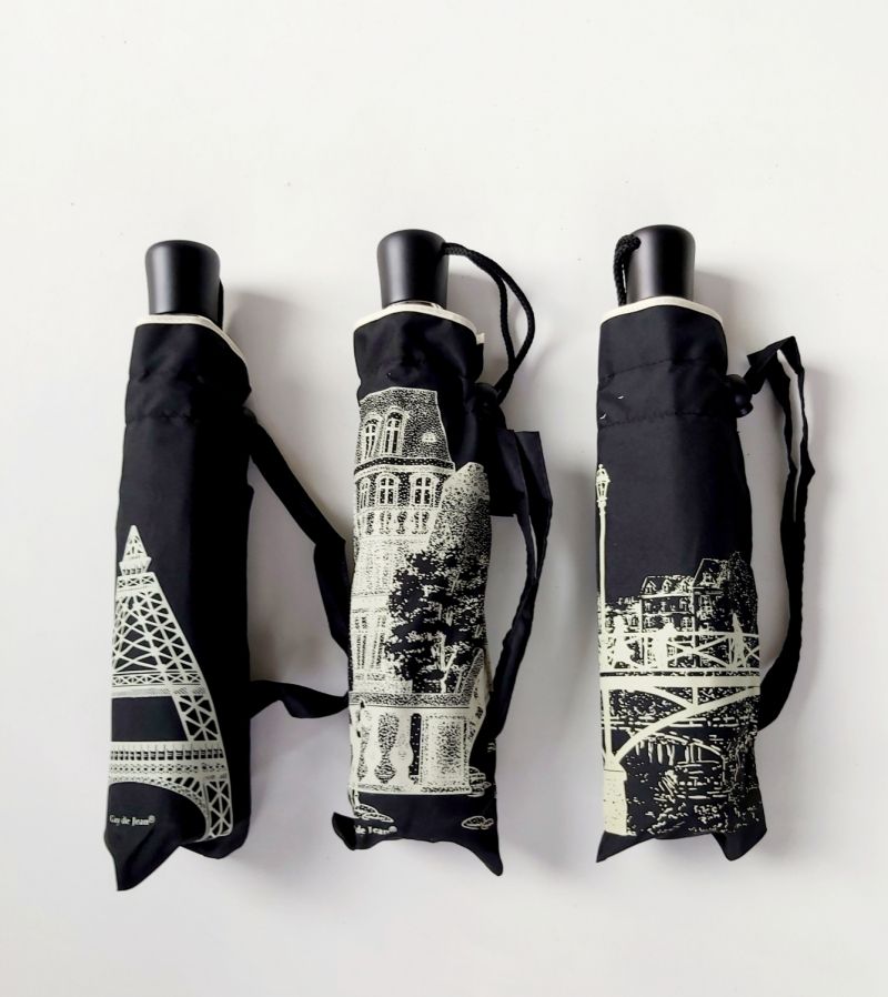 Parapluie mini pliant noir open close Tour Eiffel Guy de jean, léger et résistant
