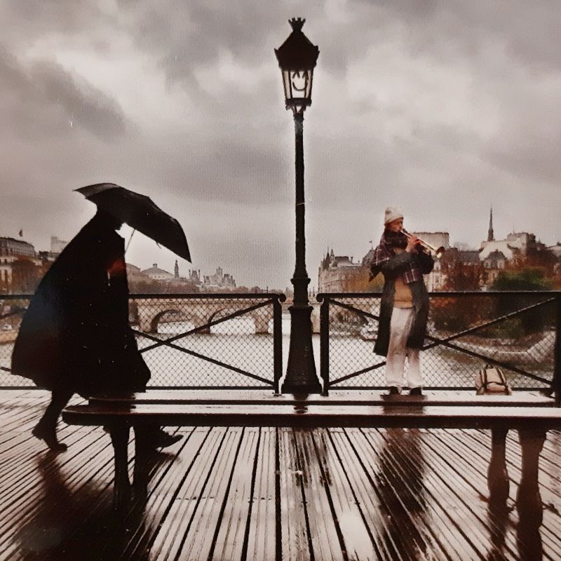 NEW: Parapluie pliant noir open close à motif Pont des arts Paris la nuit, léger & solide