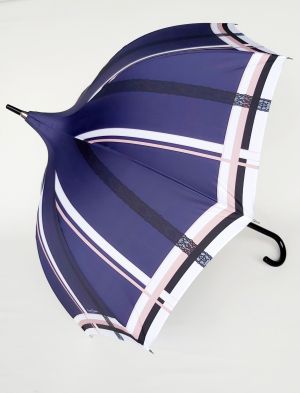 Parapluie Chantal Thomass pagode bleu marine imprimé dentelle légère, Classique et résistant