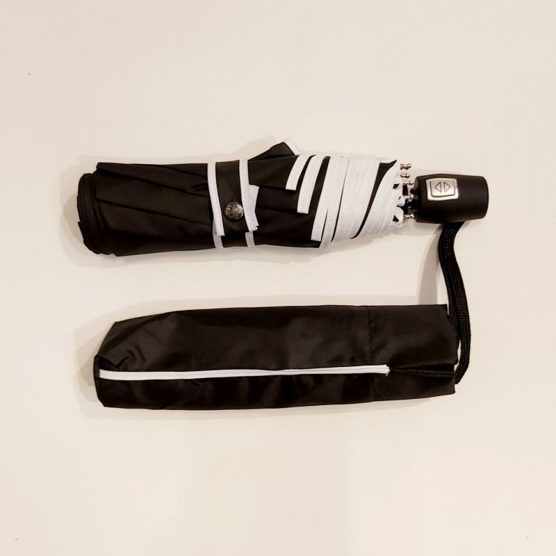 Mini parapluie extra fin pliant open close noir & blanc Signature P.Cardin, le Slim léger et solide