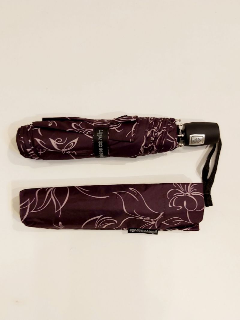 Mini parapluie extra fin pliant prune open close imprimé de fleurs P.Cardin, le Slim léger et solide