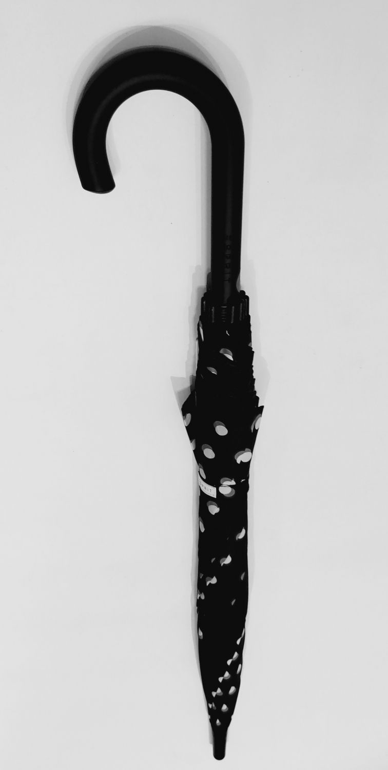 Parapluie long automatique noir imprimé de pois superposés Esprit, léger et solide