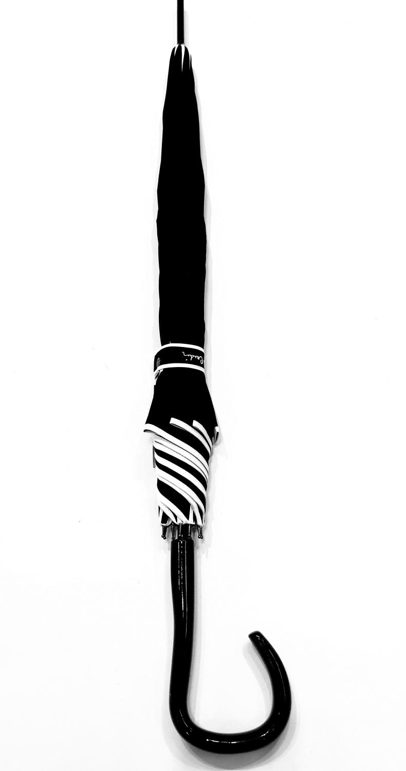 Parapluie long auto noir & blanc Signature P.Cardin, Grand, léger et solide