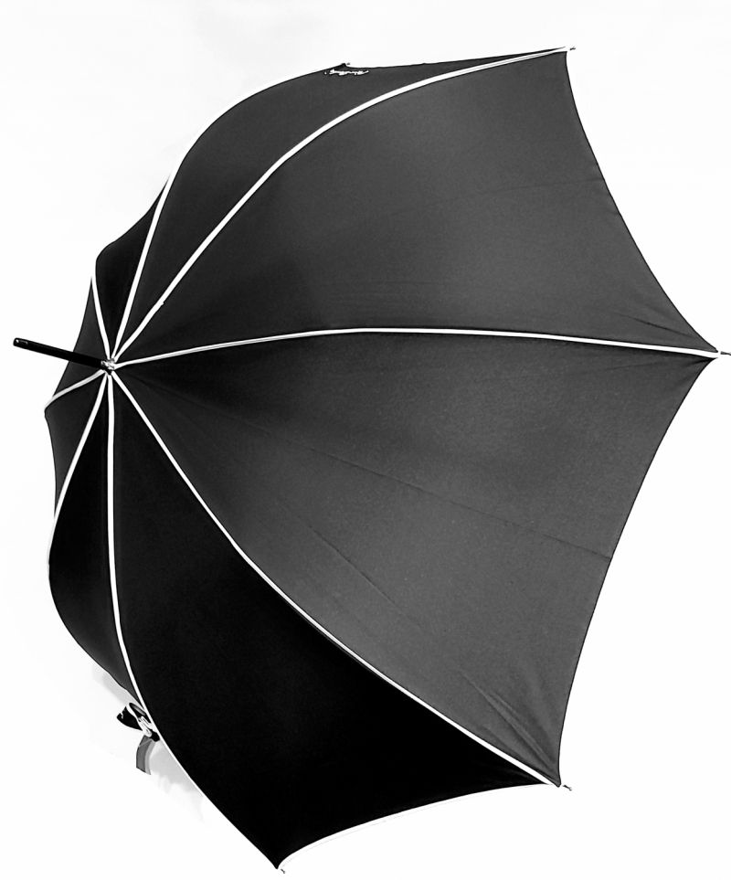 Parapluie long auto noir & blanc Signature P.Cardin, Grand, léger et solide