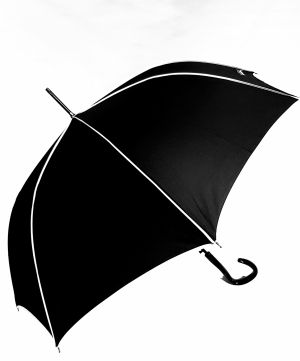 Parapluie long auto noir & blanc Signature P.Cardin, Grand, léger et solide