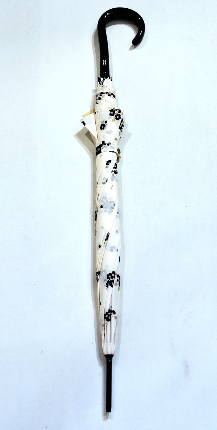 Parapluie long auto ivoire imprimé fleurs P.Cardin, Elégant & résistant