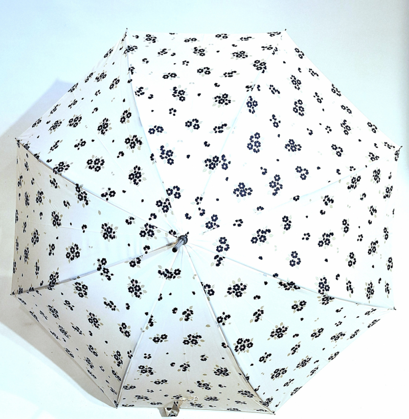 Parapluie long auto ivoire imprimé fleurs P.Cardin, Elégant & résistant