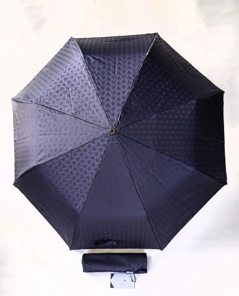 Mini parapluie haut de gamme pliant automatique bleu marine imprimé Piganiol, élégant & résistant