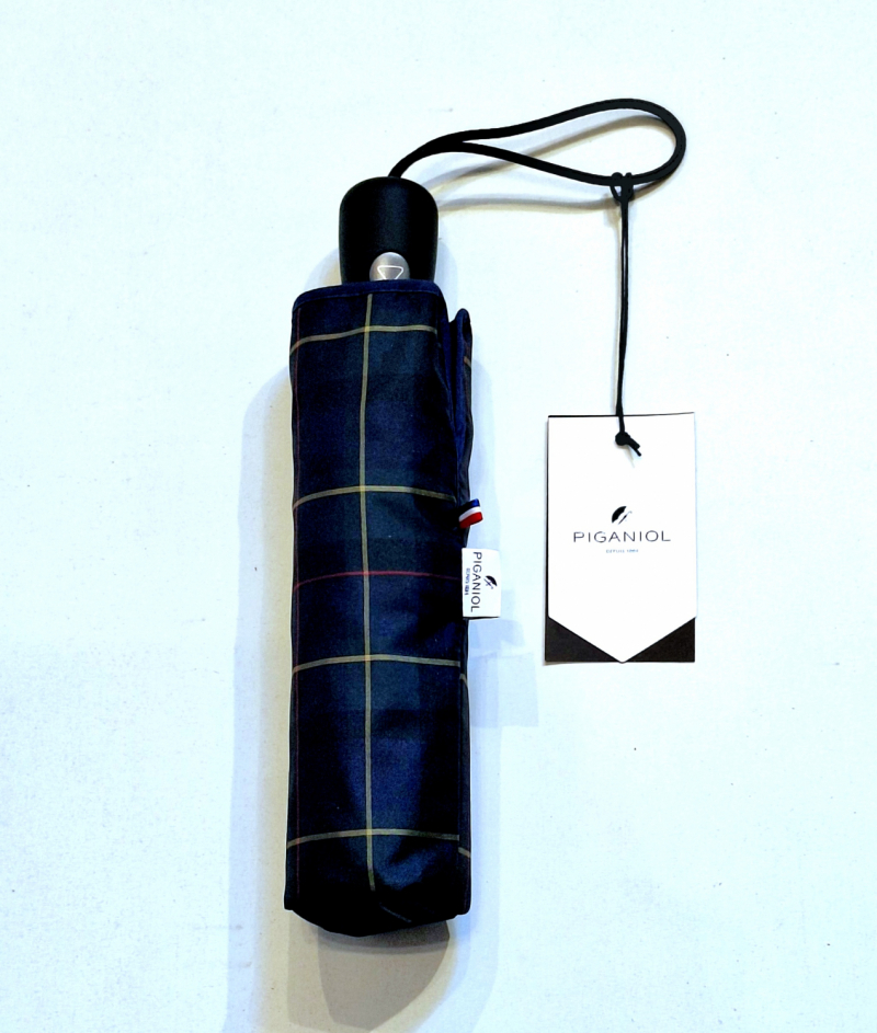 Parapluie mini automatique bleu marine & vert imprimé tartan français - grand & solide