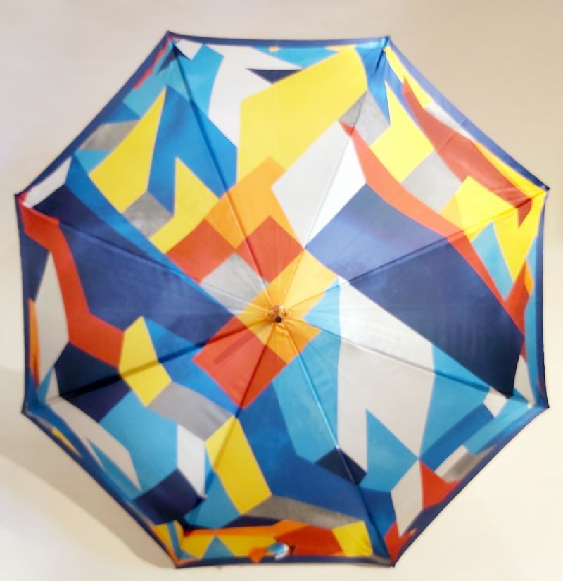 Parapluie long haut de gamme manuel multicolore imprimé CUBISME français, Original & anti vent