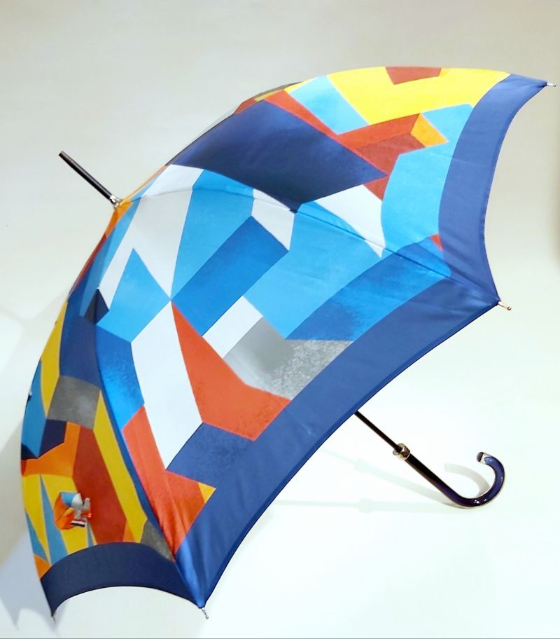 Parapluie long haut de gamme manuel multicolore imprimé CUBISME français, Original & anti vent