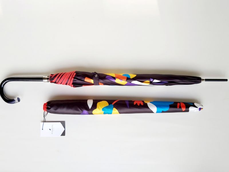 Parapluie long haut de gamme manuel fleurs multicolores vintage HANNA français, Original & résistant