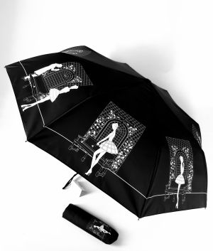 Parapluie mini pliant noir open close fantaisie "rencontre" Chantal Thomass, léger et solide