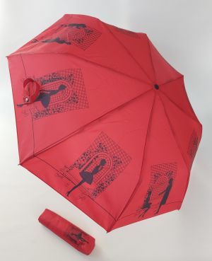 Parapluie mini pliant rouge auto fantaisie "Scène de rencontre" Chantal Thomass, léger et solide