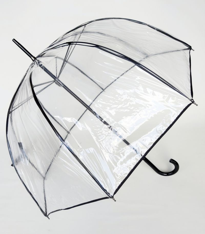 Parapluie cloche transparent manuel biais noir français, Grand et résistant