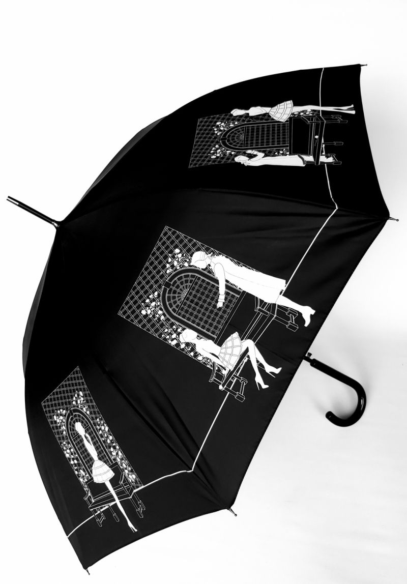Parapluie Chantal Thomass long auto noir fantaisie 