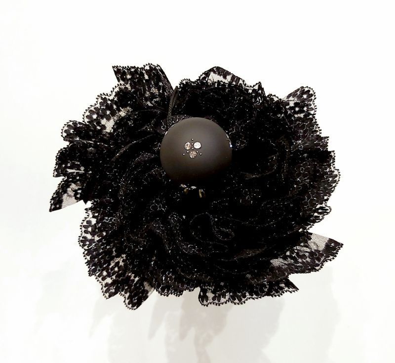  Parapluie mini de luxe prune à volant en dentelle noire & argent français, Chic et élégant