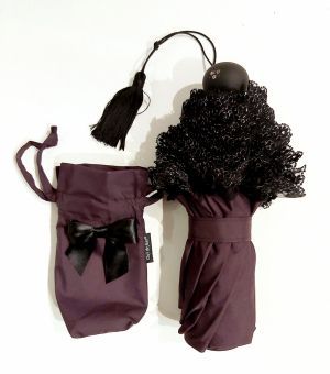  Parapluie mini de luxe prune à volant en dentelle noire & argent français, Chic et élégant